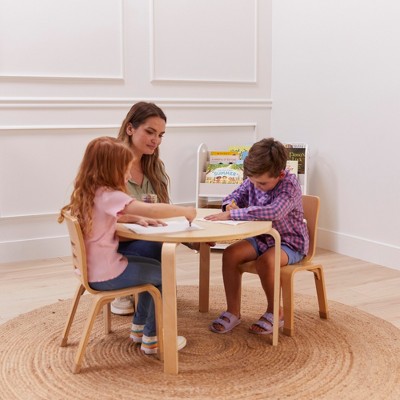 Natural Birch Plywood Stackable Kids Chair, 12in Seat Height, 2-Pack