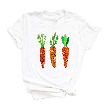 Simply Sage Market Women's Sequins Carrots Short Sleeve Graphic Tee - XL - White