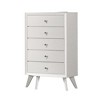 Royal Hampton Tall Dresser Chest, 5 Drawers w Bronze Knobs, Textured White Wood - 3 of 4