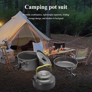 2-3 Person Pot Teapot Combination Set,Non-stick Lightweight Pan Cauldron,Portable Outdoor Cookware For Hiking - 1 of 4