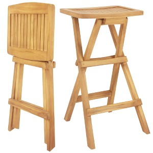 Tangkula Outdoor Bar Stools Set of 2 w/ Countered Seat & Footrest Patio Bistro Stools - 1 of 4