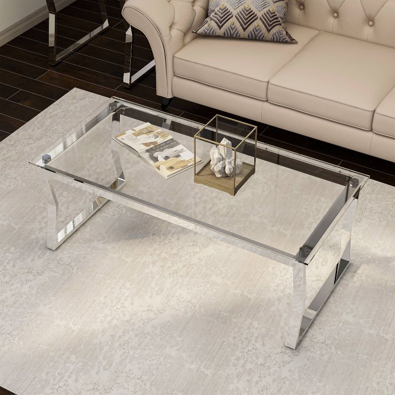 Lindria Coffee Table with Tempered Glass Top Chrome - miBasics, 5 of 7