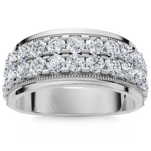 Pompeii3 2Ct Men's Diamond Double Row Wedding Ring Polished Band in White or Yellow Gold - 1 of 4