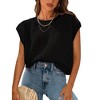 Women's Crochet Hooded Sleeve Pullover Sweater Cozy Knit Casual Tops for Daily Wear black,S - 3 of 4