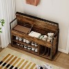 KTMBDW 39" Storage Bench, Shoe Bench with Flip Top Storage Space and Padded Cushion, 2-Tier Shoe Rack Organizer for Entryway, Living Room - 4 of 4
