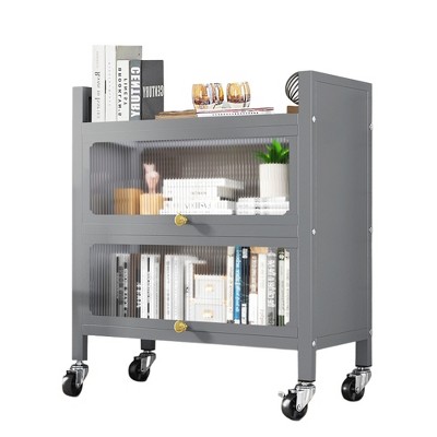Fortune Candy 33.78'' Tall 3 Tier Kitchen Pantry Cabinet with 2 Door, Recyoled Metal