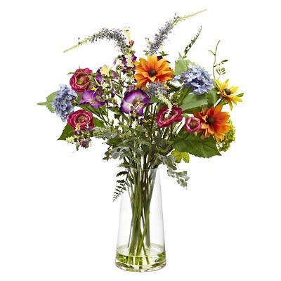 Nearly Natural Spring Garden Floral with Vase