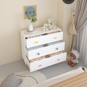 ORRD Kids 3-Drawer Dresser, White Storage Cabinet for Nursery & Bedroom - 1 of 4