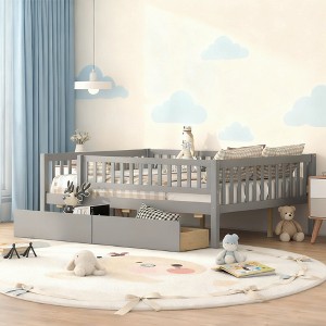 Luxystar Full Size Daybed Wood Bed with Two Drawers for Kids Room and Guest Room - 1 of 4