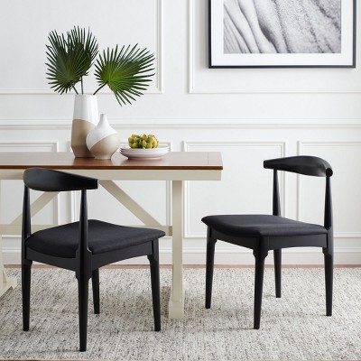 Lionel Retro Black Upholstered Wood Dining Chair Set