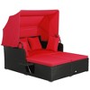 Costway Patio Rattan Daybed Lounge Retractable Top Canopy Side Tables Cushions Off White/Red/Turquoise - image 4 of 4