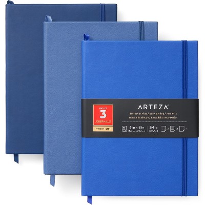  Arteza Premium Paper Note Journal Variety Pack, Blue, 96 Sheets Each - 3 Pack 