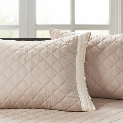 Ivory and Khaki Cotton Diamond Quilted Daybed Set