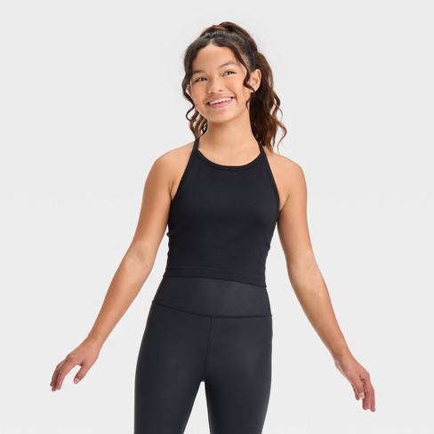 Girls' Seamless Cropped Tank Top - All In Motion™ Black S