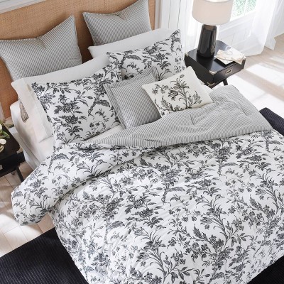 Amberley Black and White Reversible Cotton Full Comforter Set