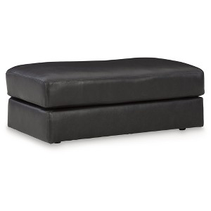 Signature Design by Ashley Contemporary Amiata Leather Ottoman, Onyx - 1 of 4