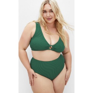 Women's Plus Size Avalon Hi Waist Bikini Brief - green | CITY CHIC - 1 of 4
