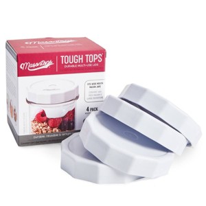 Masontops 4pk Tough Top Durable Plastic Lids Wide Mouth White - 1 of 2