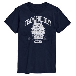 Men's - Peanuts - Snoopy Christmas Lights Dog House Team Holiday Spirit Short Sleeve Graphic T-Shirt - 1 of 4