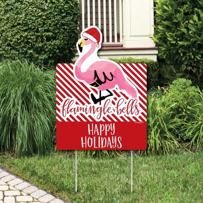 Big Dot of Happiness Flamingle Bells - Party Decorations - Tropical Flamingo Christmas Welcome Yard Sign