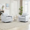 Hyleory Linen Swivel Accent Chair with Studded Trim, Comfortable Upholstery and Smooth 360° Rotation - 4 of 4