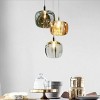 HOMLUX Modern 3-Light Glass Chandelier Kitchen Island Ceiling Light Adjustable Height - 3 of 4