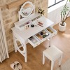 KTMBDW Modern Compact Makeup Vanity Table with Reversible Mirror, Dressing Table Set with Stool, Space-Saving Beauty Station for Small Places, White - 3 of 4