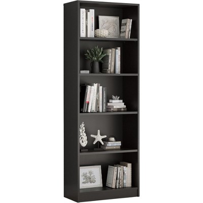 Fontoi Decorative Bookshelf, Versatile Bookcase with 5 Shelves, Open Adjustable Bookshelf for Home Office , Black, 11.6"*24.4"*68.9