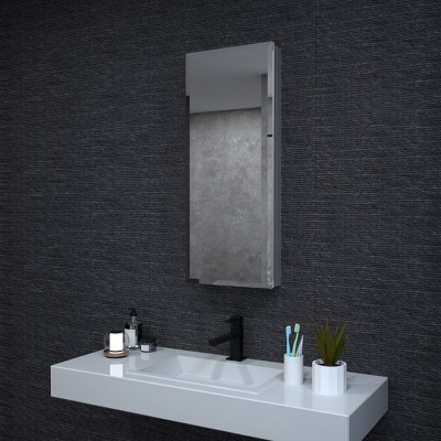 HBEZON Medicine Cabinet with Mirrors, Recess/Wall Mount Bathroom Cabinet, Adjustable Shelves, Soft-Close Hinge, Rectangular, Aluminum