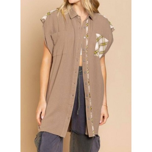 Women's Taupe Vest - POL - image 1 of 2