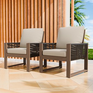 EAGLE PEAK Natural Cedar Patio Dining Chair, Real Wood Outdoor Furniture with Cushion - 1 of 4