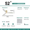52 Inch Low Profile Ceiling Fan DC 3 Solid Wood Fan Blade Noiseless Reversible Motor Remote Control Without Light - 4 of 4