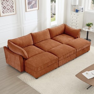 3-Seater Modular Sectional Sofa with Storage Drawers and 3 Ottomans, Chenille Sofa for Living Room, Wide Seat Sleeper Sofa for Home Theater-Koiai - 1 of 4