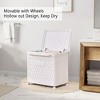 VECELO Laundry Hamper with Wheels & Lid, Plastic Laundry Basket with Handle, Rolling Laundry Bin for Laundry Room or Bathroom, White - 4 of 4