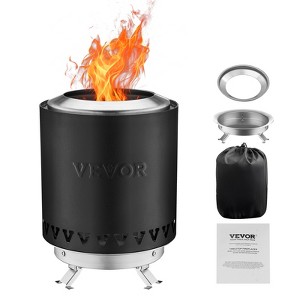 VEVOR Tabletop Fire Pit,6 inch Stainless Steel Tabletop Fireplace,Rubbing Burner Smores Maker ,Wood Burning or Pellet Fueled 1.96 lbs,Black&Silver - 1 of 4