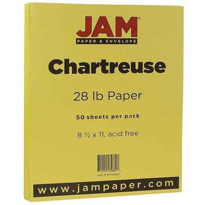 JAM Paper Matte 28lb Paper 8.5 x 11 Chartreuse Green 50 Sheets/Pack 16729223