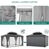 12X14 FT Outdoor Galvanised Steel Hardtop Gazebo Double Roof With Netting & Curtain - 3 of 4