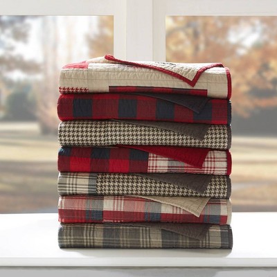 Huntington Red Cotton Quilted Reversible Throw Blanket