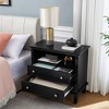 TiramisuBest Farmhouse End Table,Open Space and 2 Drawers Dresser Nightstand with Charging Station - 4 of 4