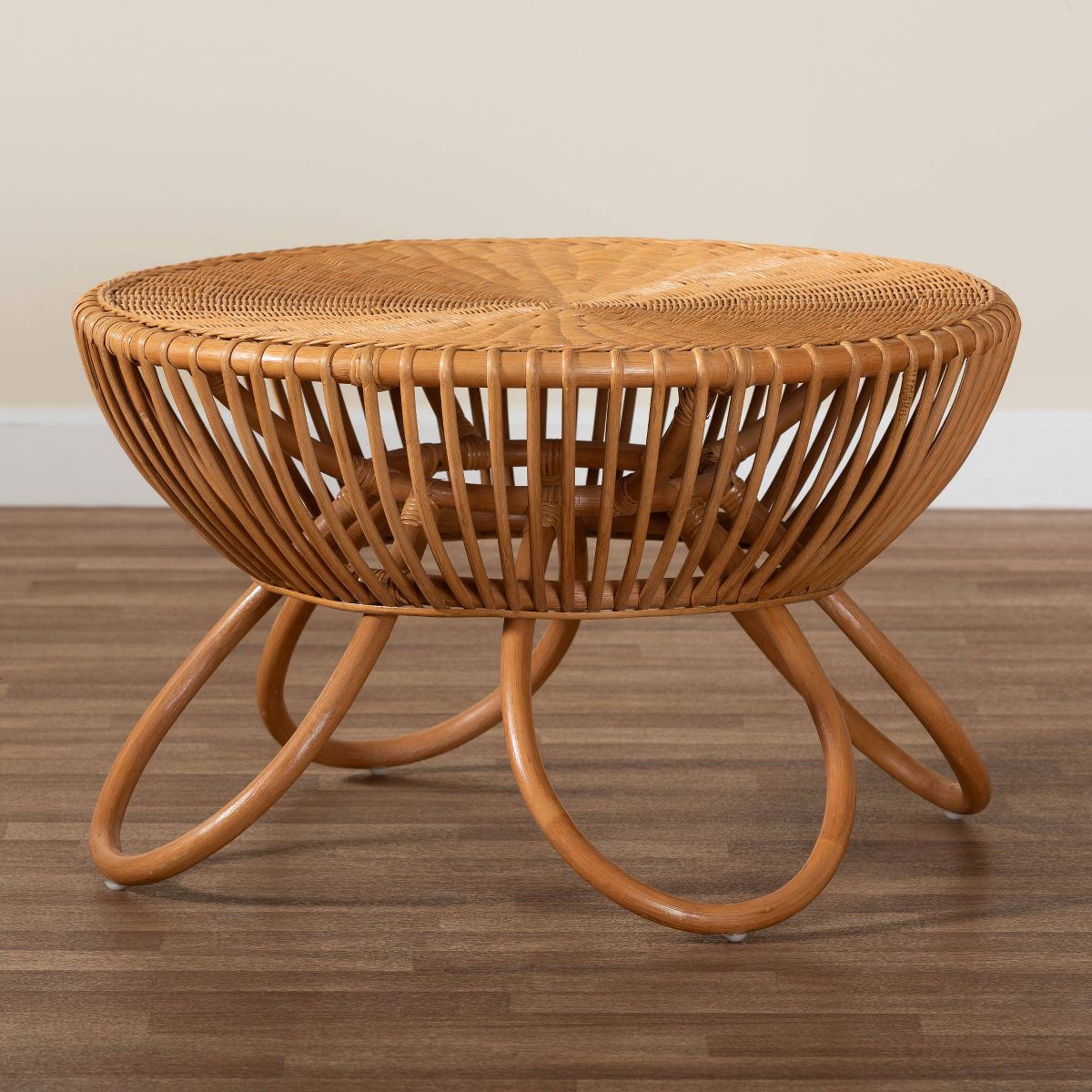 bali & pari Abel Natural Rattan Coffee Table with Splayed Legs Light Honey - thumbnail 4