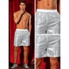 Lars Amadeus Men's Elastic Waist Party Disco Sparkly Glitter Nightclub with Pocket Sequins Shorts - 4 of 4