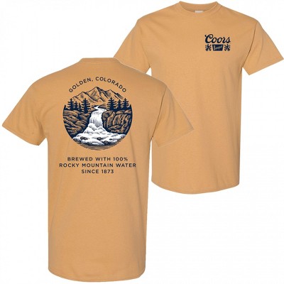 Adult Coors Banquet Waterfalls Front and Back Print Gold Colorway T-Shirt