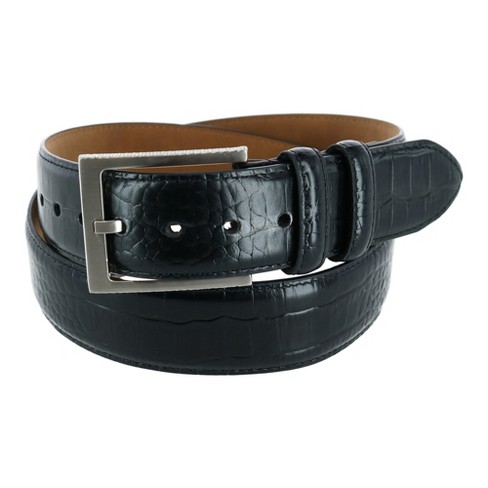 Greg Norman Men's Croco Print Leather Belt, 44, Black