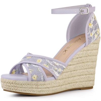 Allegra K Women's Platform Floral Printed Slingback