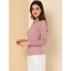 Allegra K Women's Slim Fit Sheer-Long-Sleeves Flower Embroidery Lace Top - 4 of 4