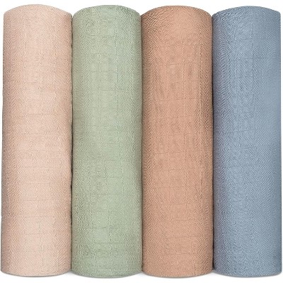 Image of Muslin Swaddle Blankets Neutral Receiving Blanket for Boys and Girls by Comfy Cubs Cubs (Pacific, Cedar, Sage, Blush)