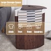 Costway Corner Bamboo Hamper Laundry Basket Washing Cloth Bin Storage Bag Lid Brown - 4 of 4