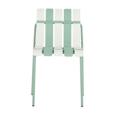 GlasFlength Accent Chairs Modern Striped Seating Waterproof Construction Sturdy Metal Legs For Patio Cafe Terrace, Green, 21.06"*22.24"*32.28"