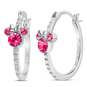 Disney Women Minnie Mouse Sterling Silver Cubic Zirconia Hoop Birthstone Earrings - October - 1 of 4
