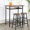 Costway 3 Pieces Bar Table Set Counter Height Dining Pub Table w/ 2 Stools - 3 of 4